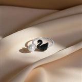 Black Swan Pearl Ring - Swarovski-Inspired - LA TATVA