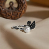 Black Swan Pearl Ring - Swarovski-Inspired - LA TATVA