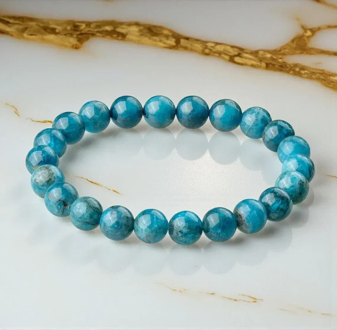 Blue Apatite Bracelet - Classic Round - LA TATVA