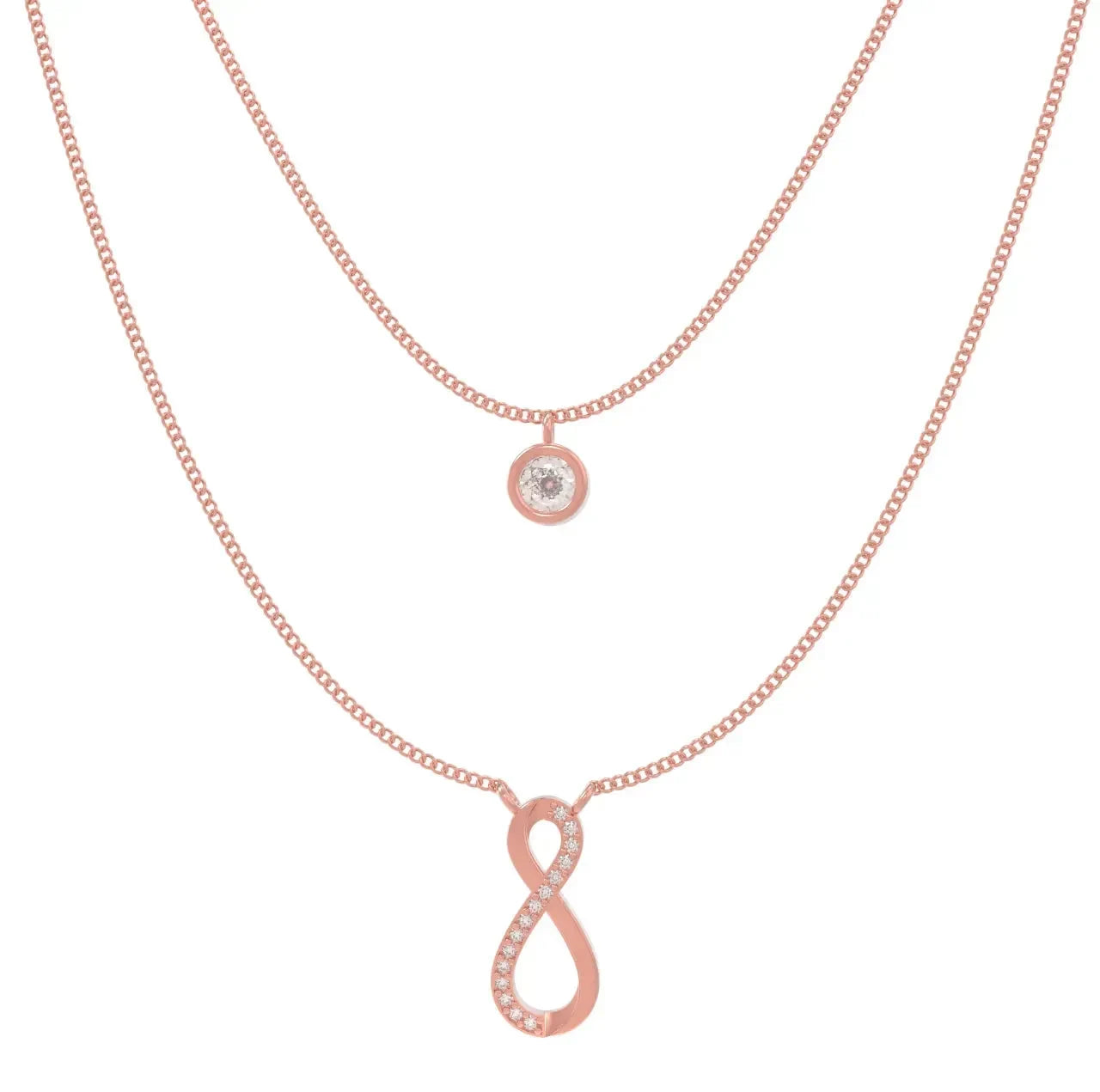 Eternal Infinity Spark Multilayer Necklace - Rose Gold - LA TATVA