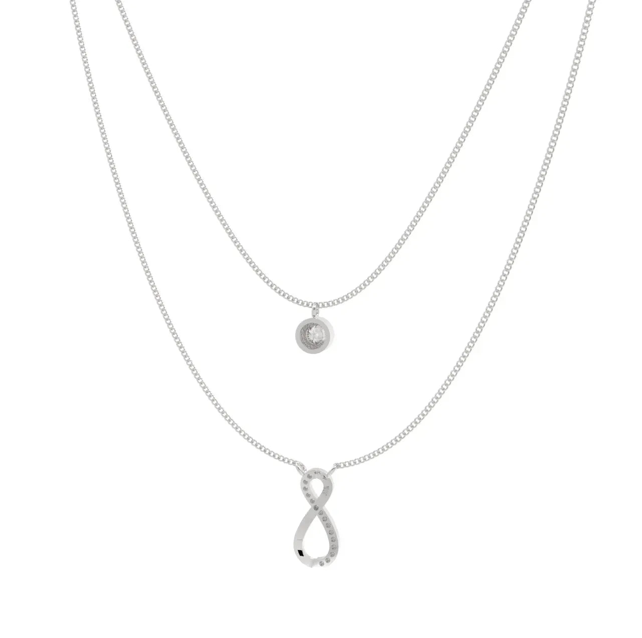 Eternal Infinity Spark Multilayer Necklace - Silver - LA TATVA