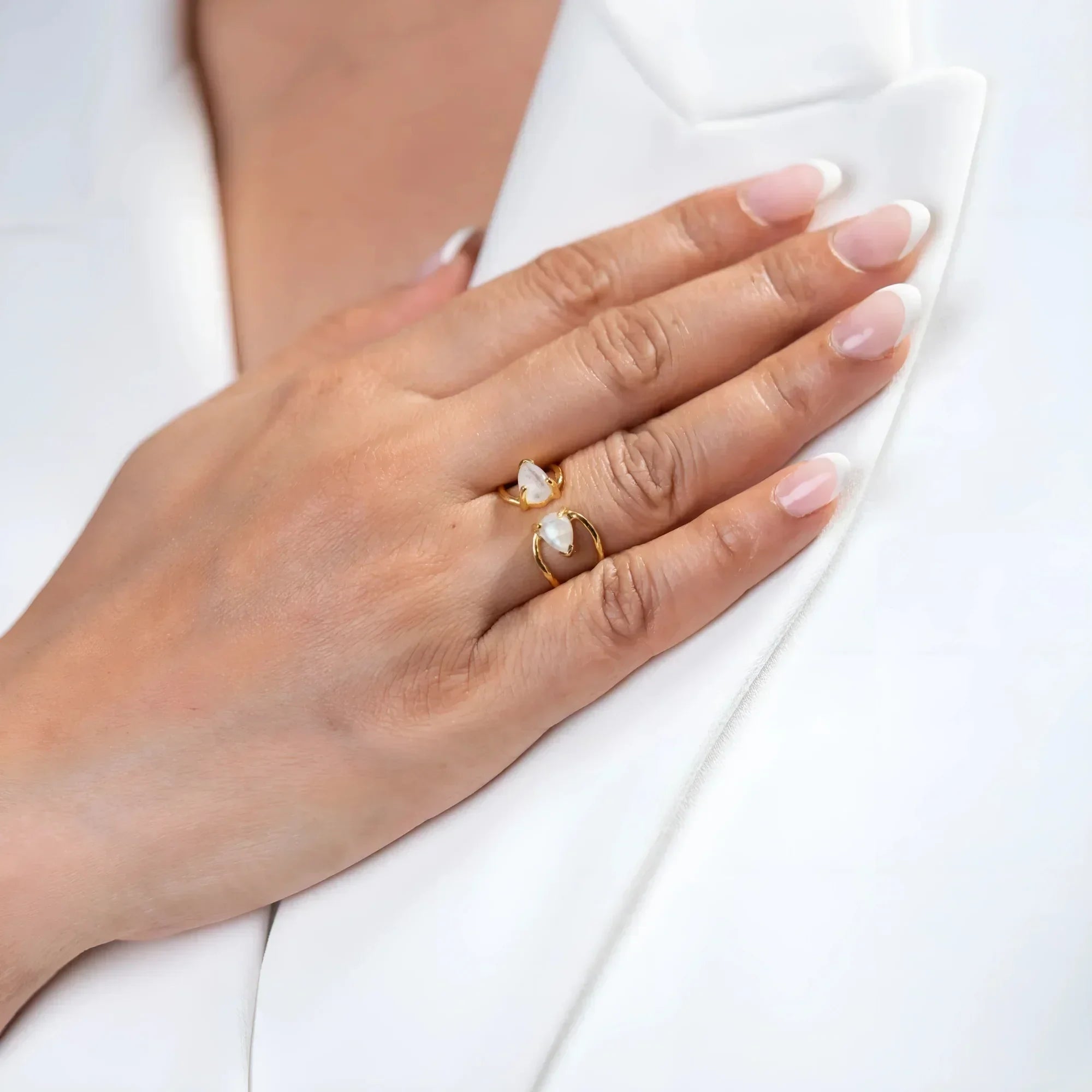 Exquisite Golden Moonstone Tiara Ring - LA TATVA