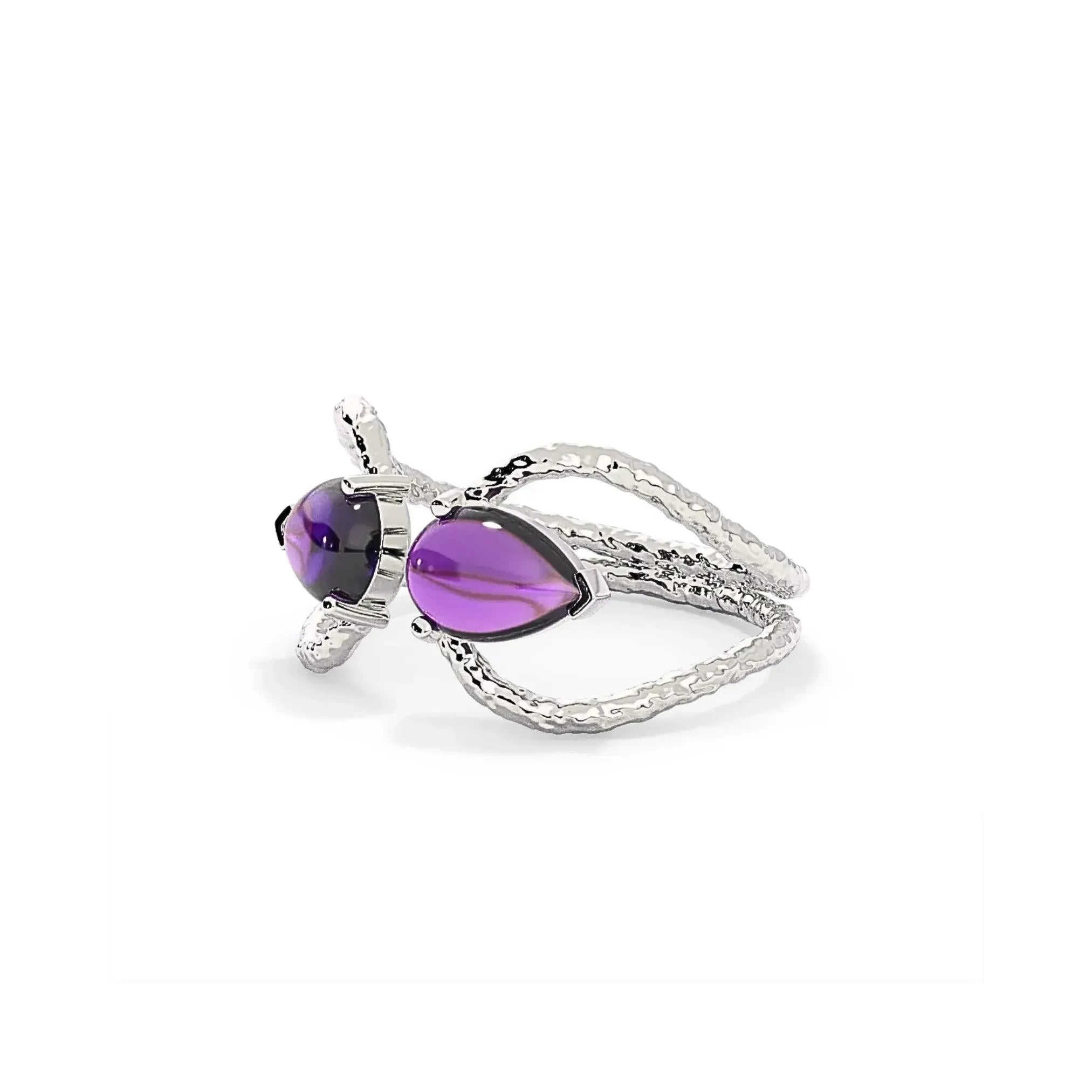 Exquisite Silver Amethyst Tiara Ring - LA TATVA