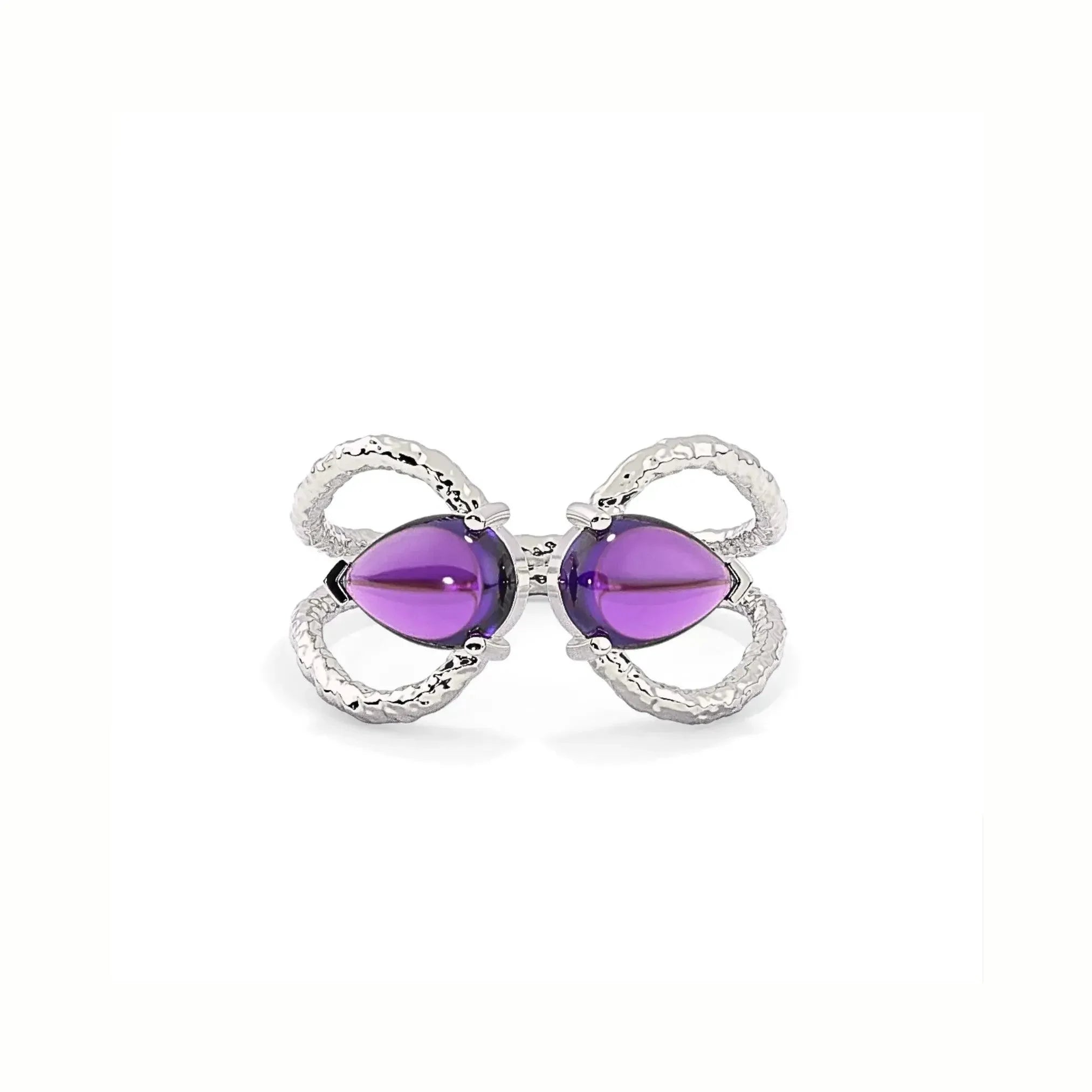 Exquisite Silver Amethyst Tiara Ring - LA TATVA