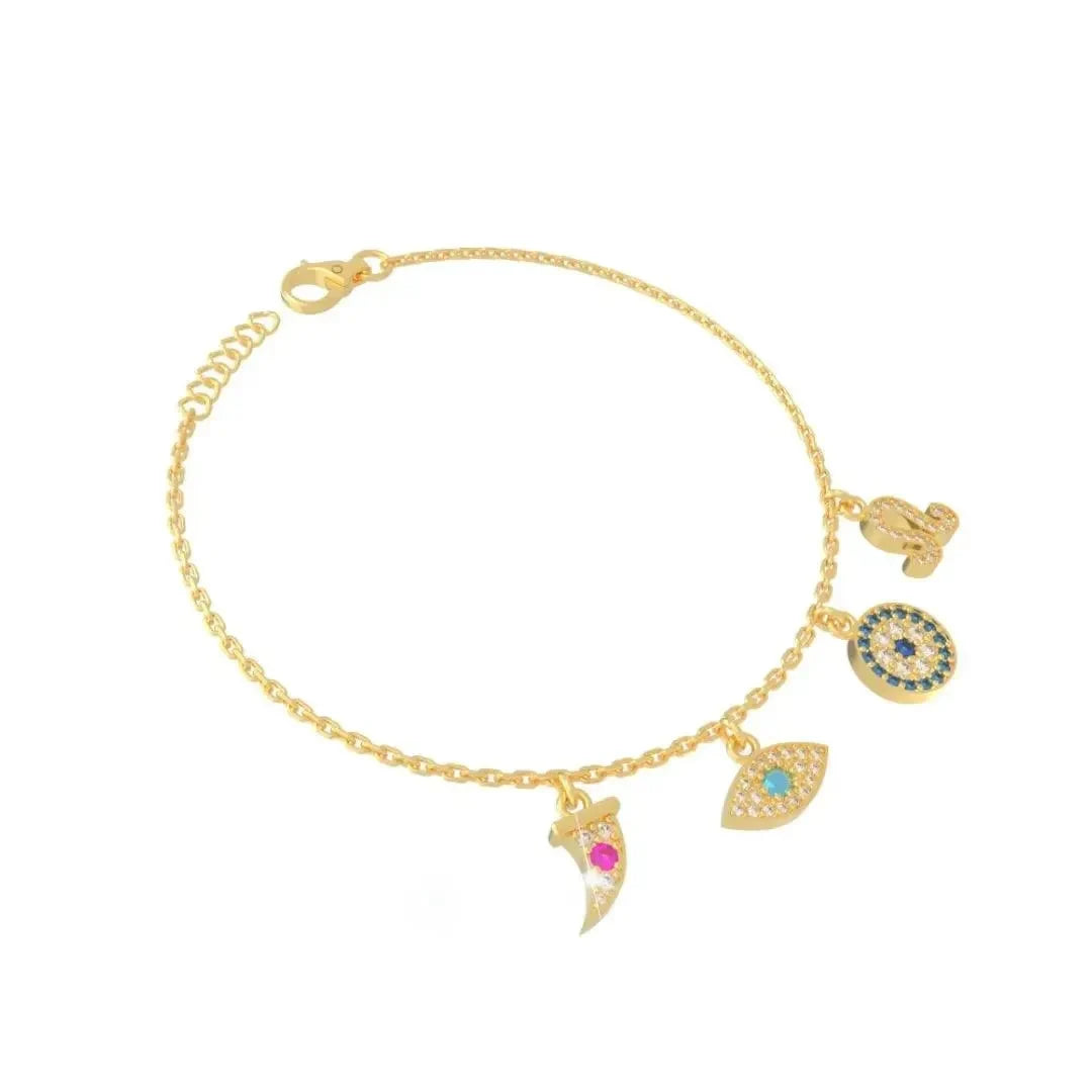 Gold Evil Eye 925 Silver Bracelet - LA TATVA