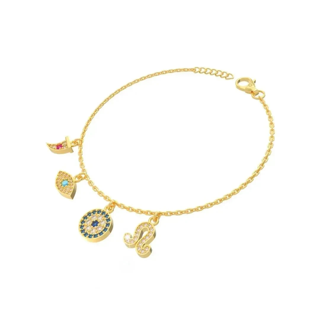 Gold Evil Eye 925 Silver Bracelet - LA TATVA