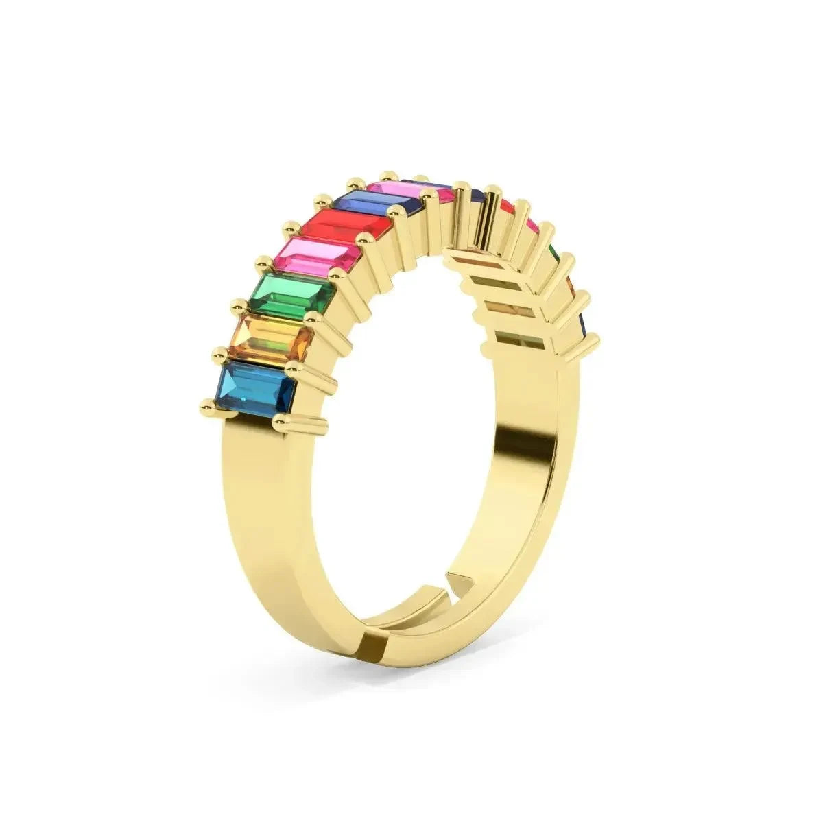 Gold Prism Bliss Ring : Multicolour Band - LA TATVA