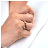 Gold Prism Bliss Ring : Multicolour Band - LA TATVA