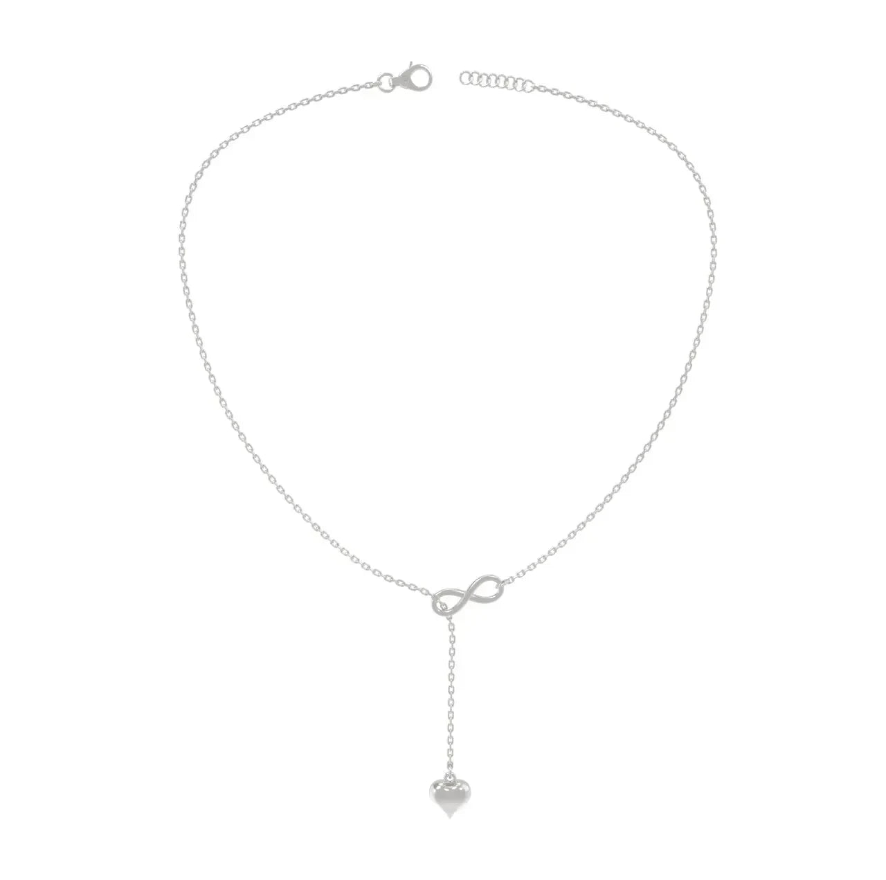 Infinity Heart Sterling Silver Necklace - Silver - LA TATVA