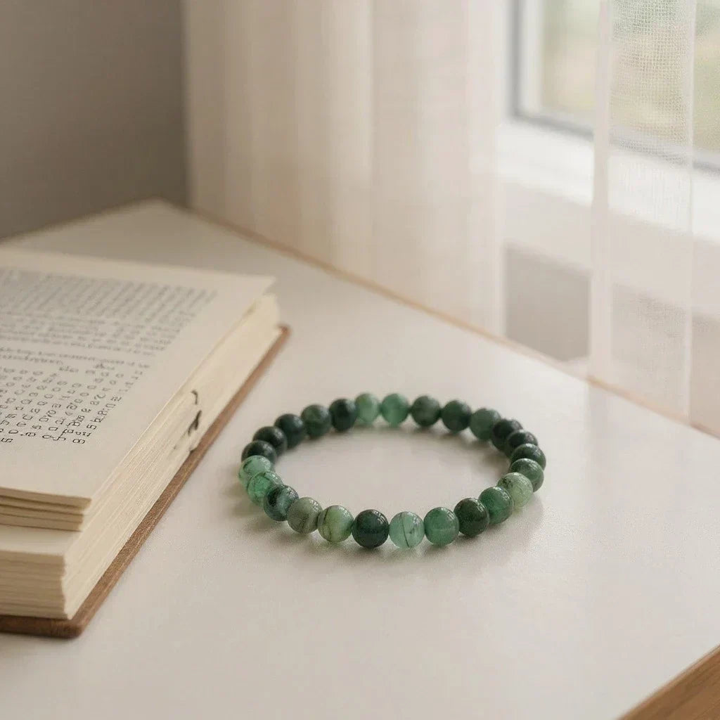 Natural Emerald Stone Bracelet - Classic Round - LA TATVA