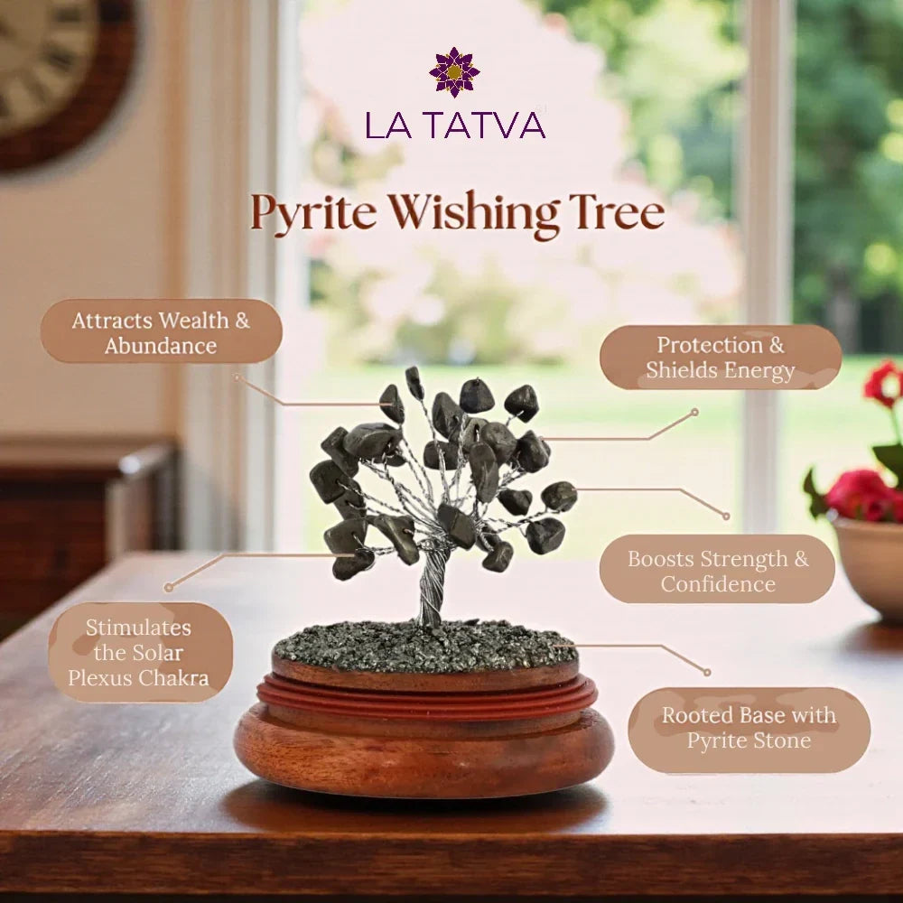 Pyrite Wish Tree with Glass Dome – Manifest Prosperity & Protection - LA TATVA