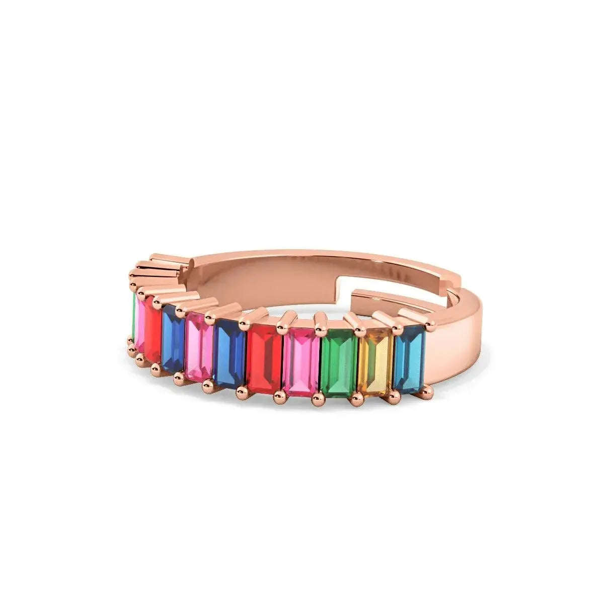 Rose Gold Prism Bliss Ring : Multicolour Band - LA TATVA