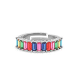 Silver Prism Bliss Ring : Multicolour Band - LA TATVA