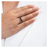 Silver Prism Bliss Ring : Multicolour Band - LA TATVA