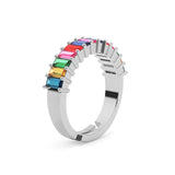 Silver Prism Bliss Ring : Multicolour Band - LA TATVA