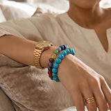 Seven Chakra × African Turquoise Bracelet Combo 8mm Round