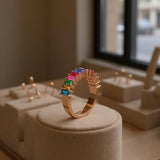 Rose Gold Prism Bliss Ring : Multicolour Band