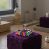 Silver Prism Bliss Ring : Multicolour Band