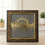 7 Horses on Raw Pyrite Frame — Seven Horse Frame