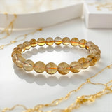 Raw Natural Citrine Bracelet - Classic Round Wealth Stone
