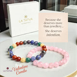 Seven Chakra × Rose Quartz Bracelet Combo - A Meaningful Valentine’s Gift for Her