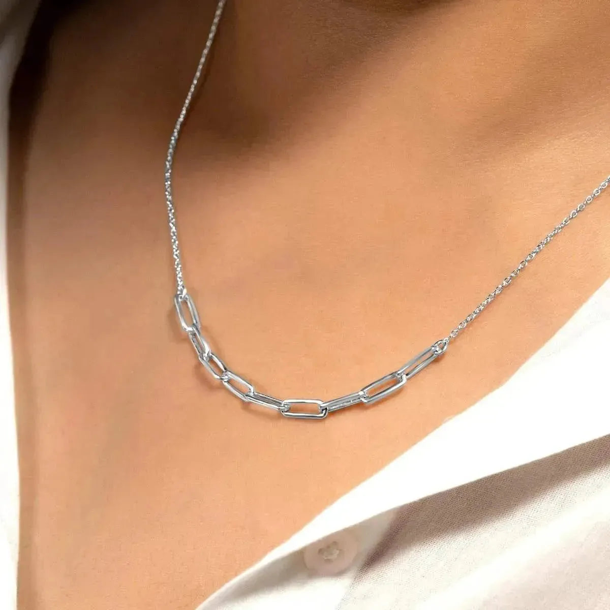 925 Silver Paper Clip Neck Chain - LA TATVA