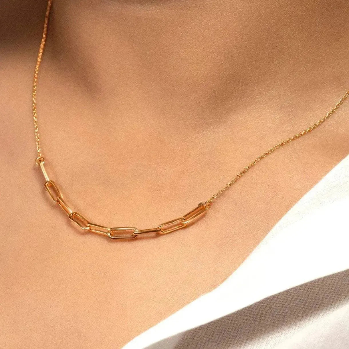 925 Silver Paper Clip Neck Chain - LA TATVA
