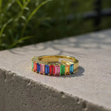 Gold Prism Bliss Ring : Multicolour Band