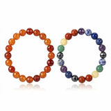 7 Chakra & Carnelian Elegant Diamond 8mm Bracelet Combo