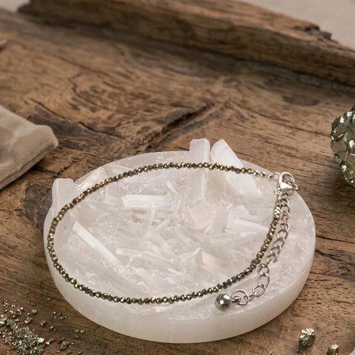 Pyrite Anklet with Raw Selenite Plate