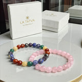 Seven Chakra × Rose Quartz Bracelet Combo - A Meaningful Valentine’s Gift for Her