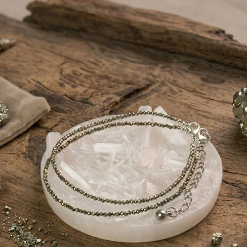 Pyrite Anklet Buy 1 Get 1 Deal with 1 Raw Selenite Plate