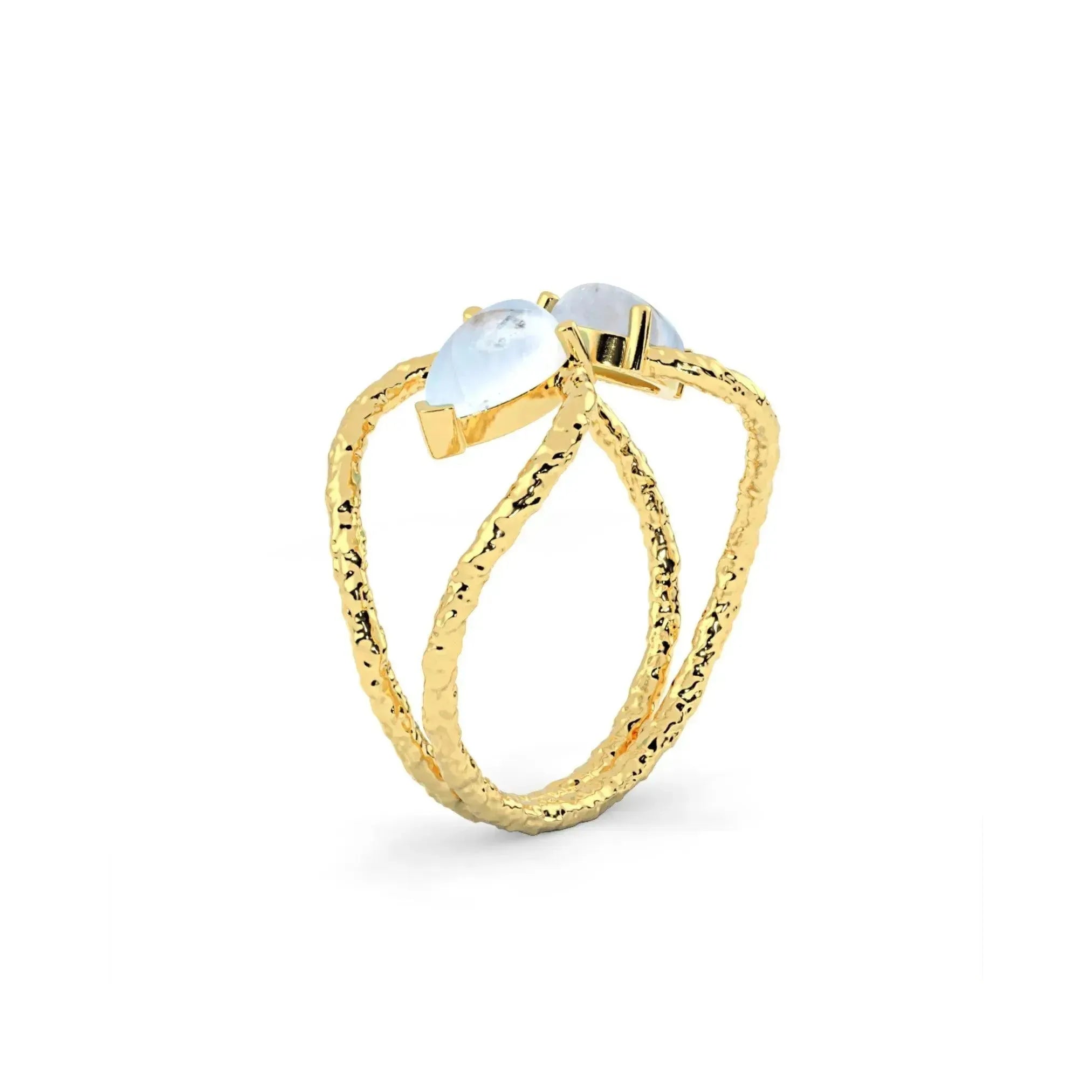 Adjustable Dual Moonstone Ring - Symbol of Romance - LA TATVA