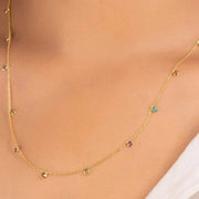 All Chakra Multi stone Silver Necklace