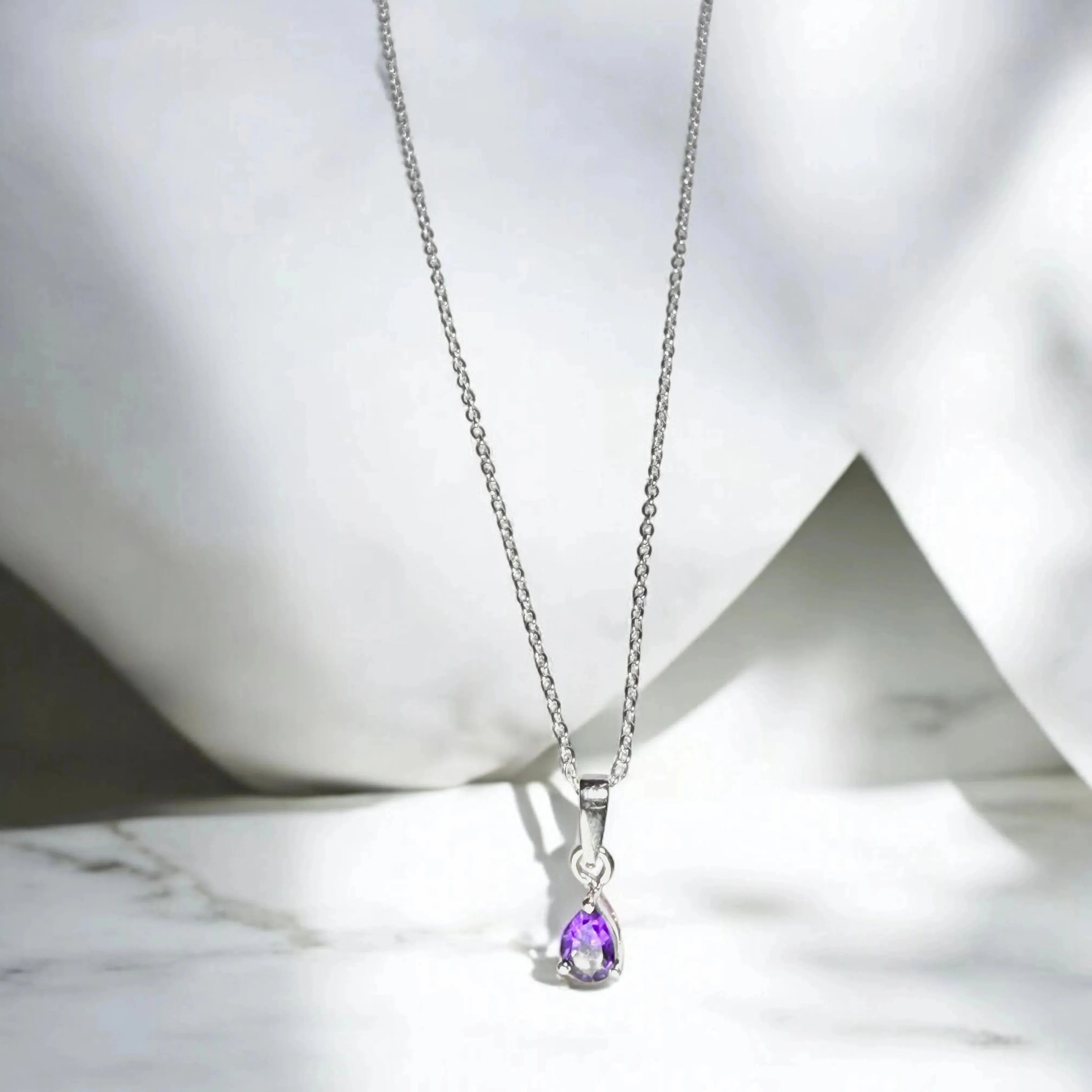 Amethyst Mist Drop Pendant - LA TATVA