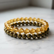 Crystal Stack Wealth Edit – Citrine & Pyrite Bracelets