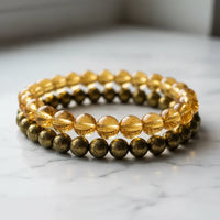 Crystal Stack Wealth Edit – Citrine & Pyrite Bracelets