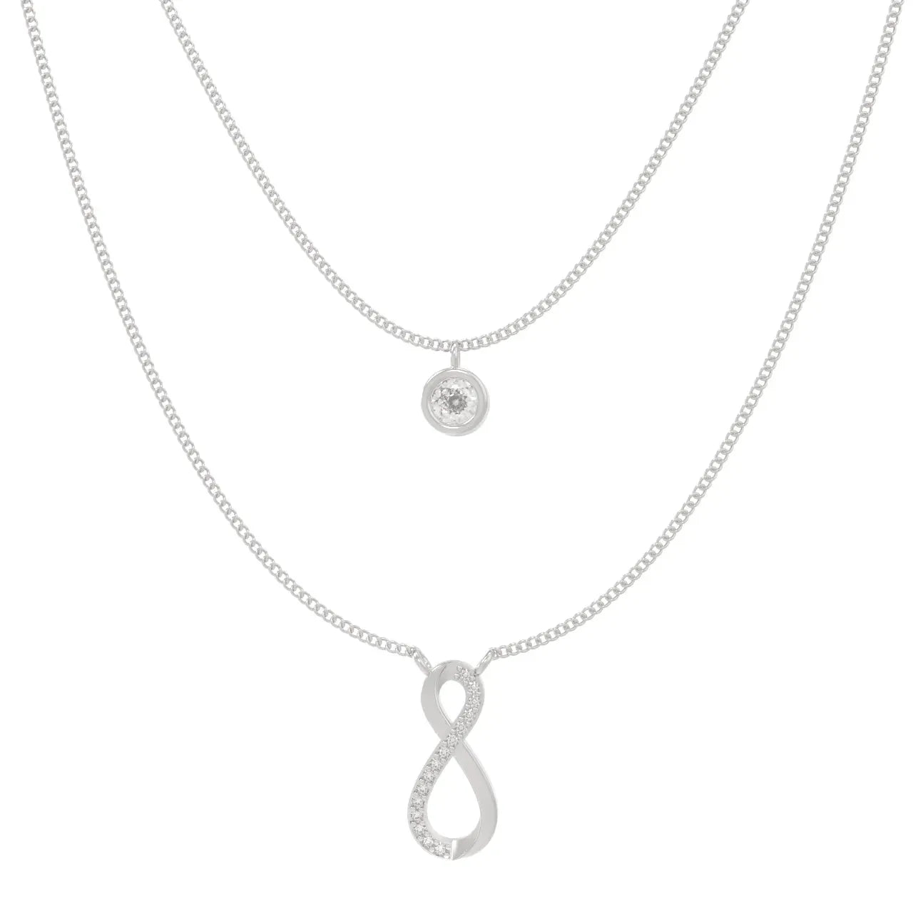 Eternal Infinity Spark Multilayer Necklace - Silver - LA TATVA