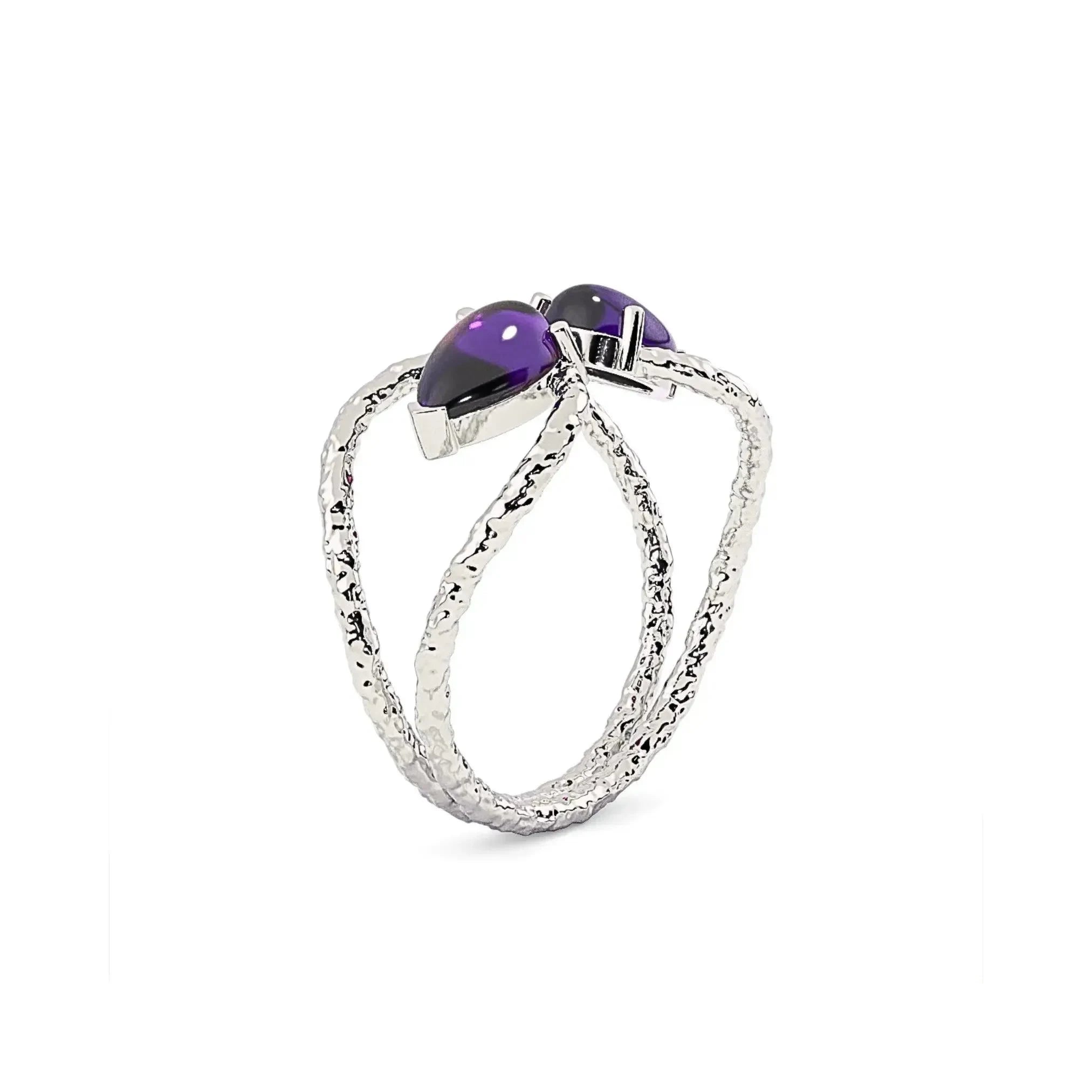 Exquisite Silver Amethyst Tiara Ring - LA TATVA