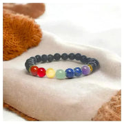 Self Healing 7 Chakra Mixel Bracelet - Classic Round Lava