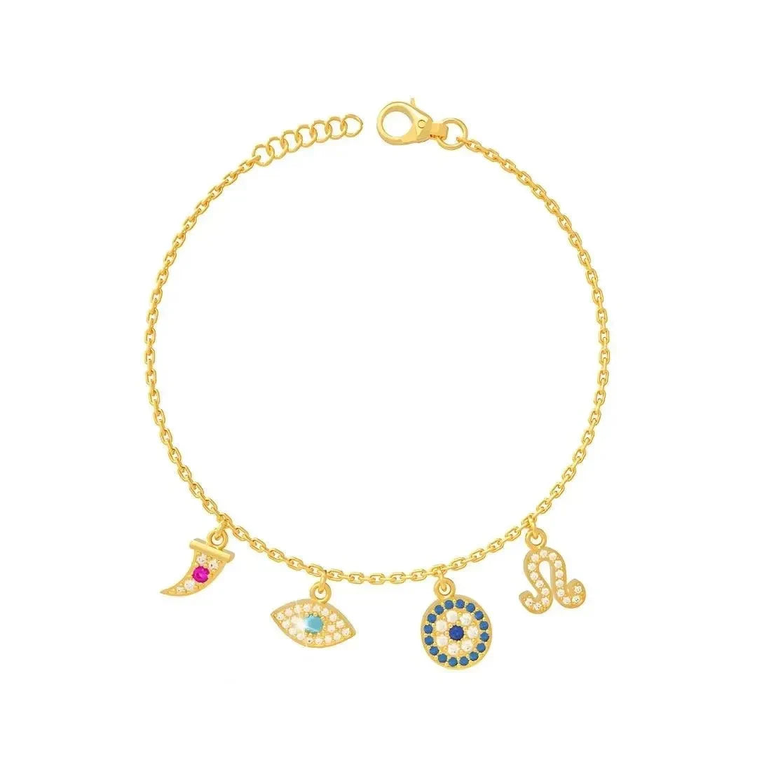 Gold Evil Eye 925 Silver Bracelet - Main Image
