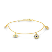 Gold Evil Eye 925 Silver Bracelet