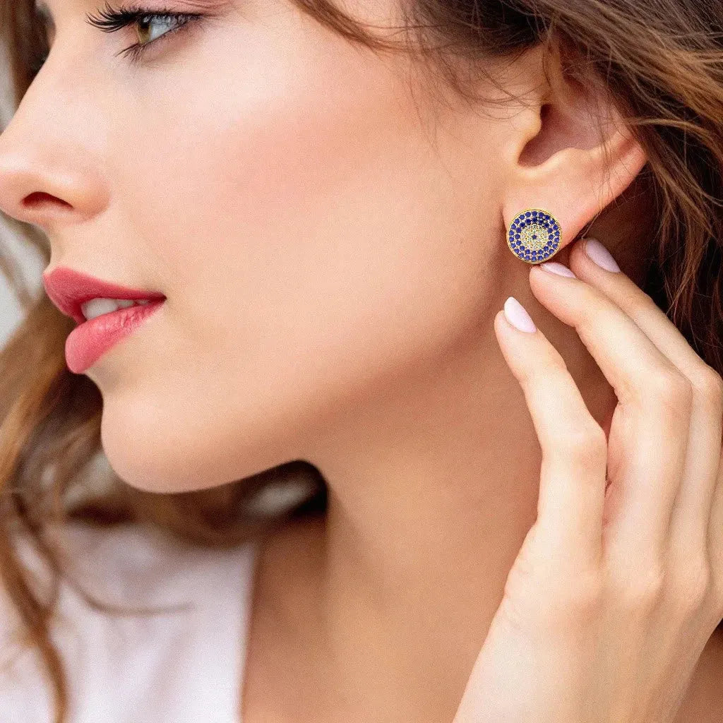 Gold Evil Eye 925 Silver Earring - LA TATVA