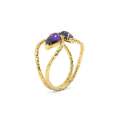 Handmade Amethyst Gold Tiara Ring - LA TATVA