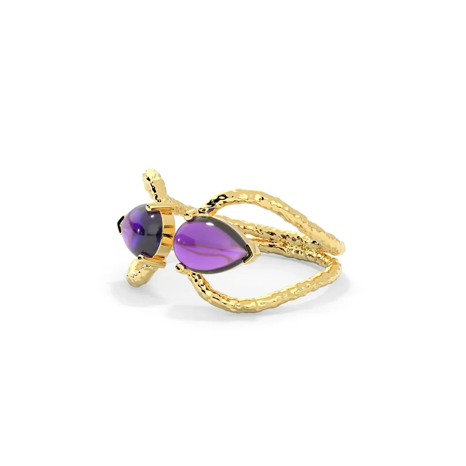 Handmade Amethyst Gold Tiara Ring - LA TATVA