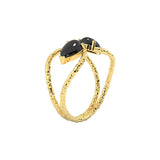 Handmade Black Onyx Gold Tiara Ring - LA TATVA