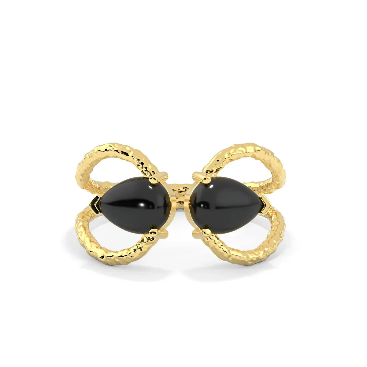 Handmade Black Onyx Gold Tiara Ring - LA TATVA