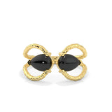 Handmade Black Onyx Gold Tiara Ring - LA TATVA