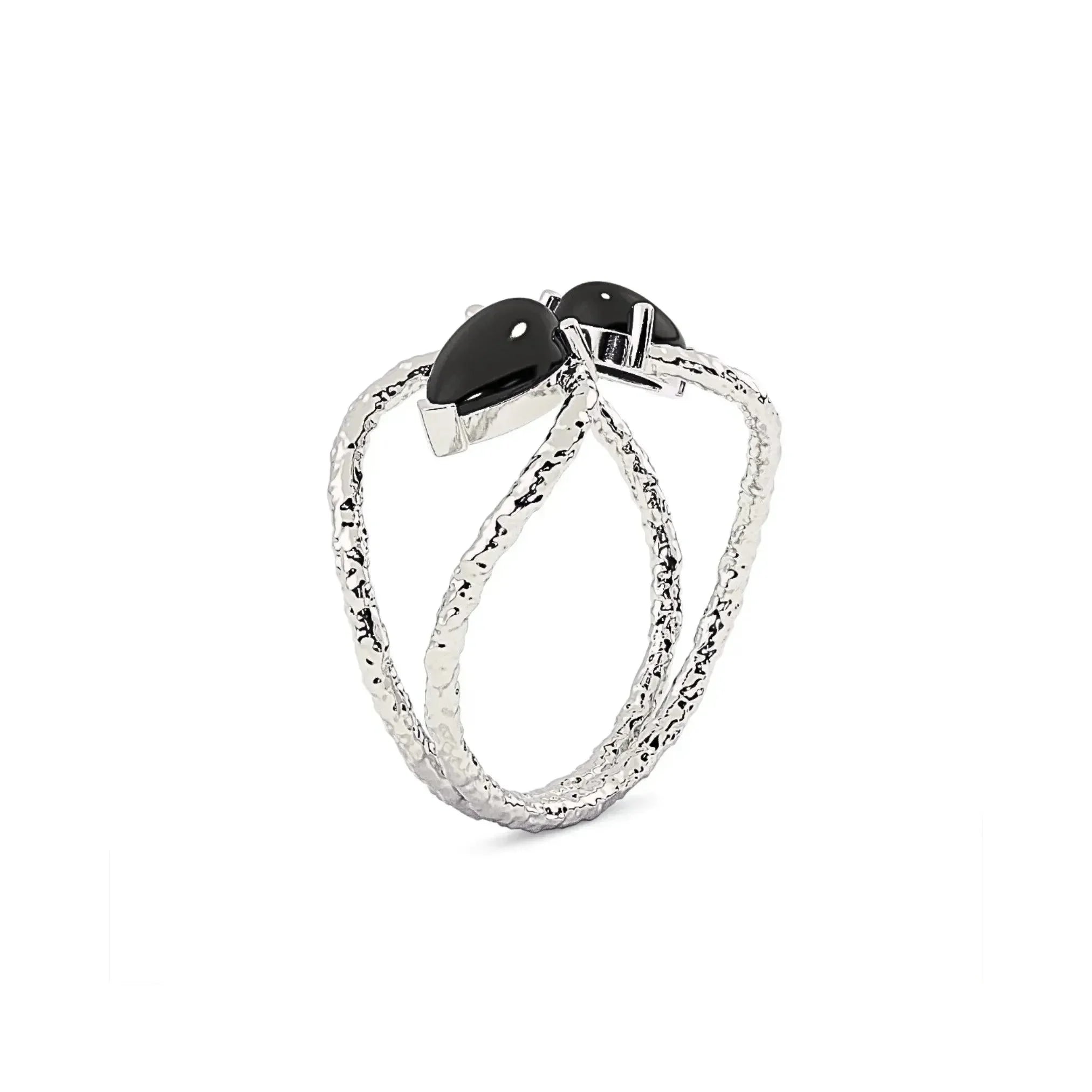 Handmade Black Onyx Silver Tiara Ring - LA TATVA
