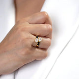 Handmade Moonstone and Black Onyx Ring - LA TATVA